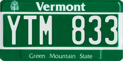 VT license plate YTM833