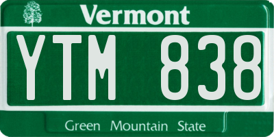 VT license plate YTM838