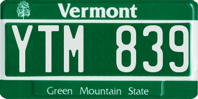 VT license plate YTM839
