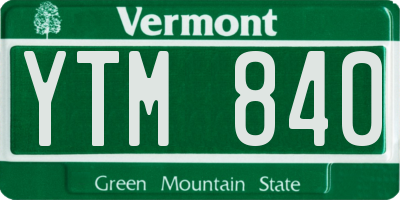 VT license plate YTM840