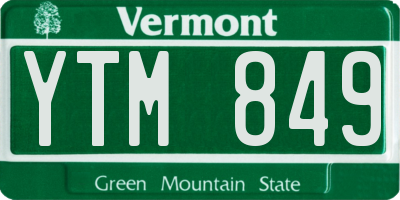VT license plate YTM849