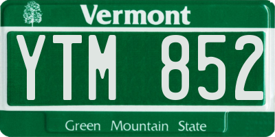VT license plate YTM852
