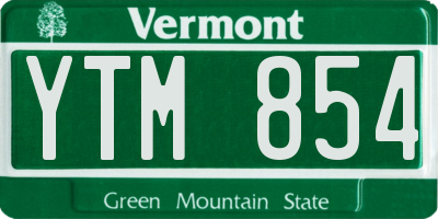 VT license plate YTM854