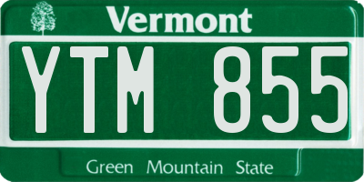 VT license plate YTM855