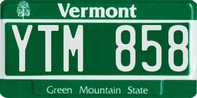 VT license plate YTM858