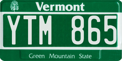 VT license plate YTM865