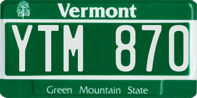 VT license plate YTM870