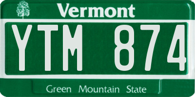 VT license plate YTM874