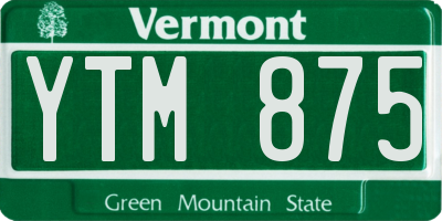 VT license plate YTM875
