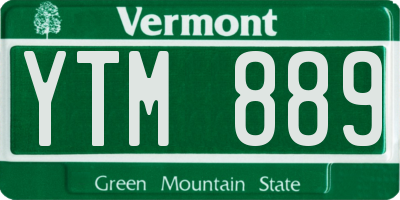 VT license plate YTM889