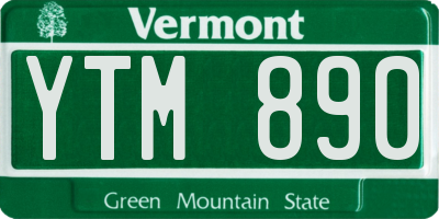 VT license plate YTM890