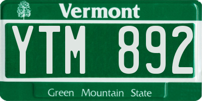 VT license plate YTM892