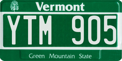VT license plate YTM905