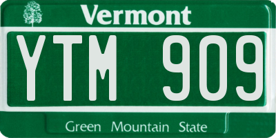 VT license plate YTM909