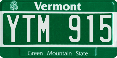 VT license plate YTM915
