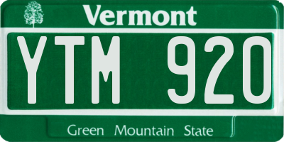 VT license plate YTM920