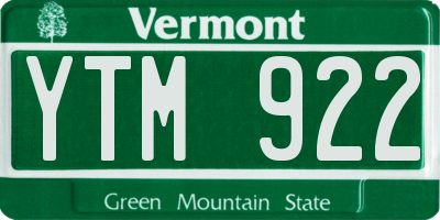 VT license plate YTM922