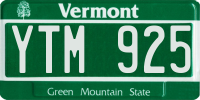 VT license plate YTM925