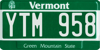 VT license plate YTM958