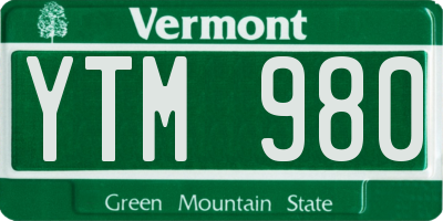 VT license plate YTM980