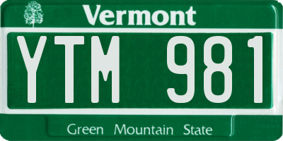 VT license plate YTM981
