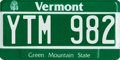 VT license plate YTM982