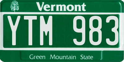 VT license plate YTM983