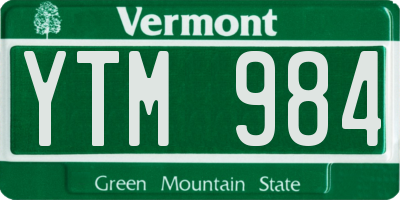 VT license plate YTM984