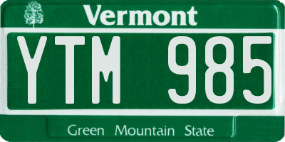 VT license plate YTM985