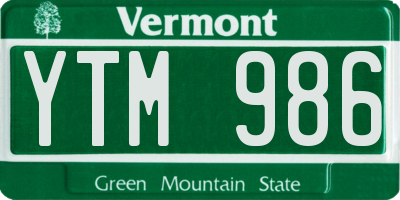 VT license plate YTM986