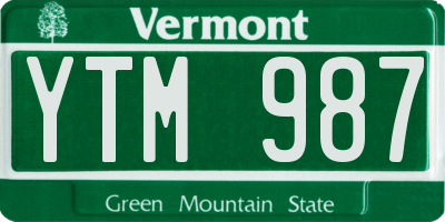 VT license plate YTM987