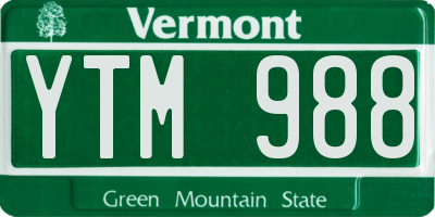 VT license plate YTM988