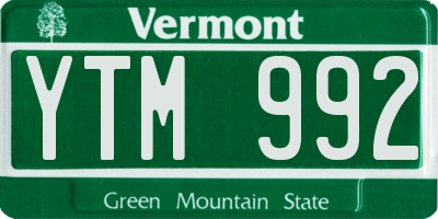 VT license plate YTM992