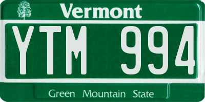 VT license plate YTM994