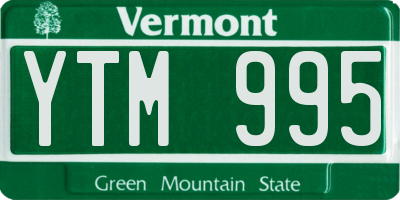 VT license plate YTM995