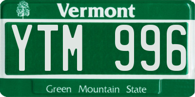 VT license plate YTM996