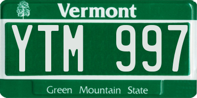 VT license plate YTM997