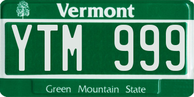 VT license plate YTM999