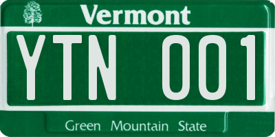 VT license plate YTN001