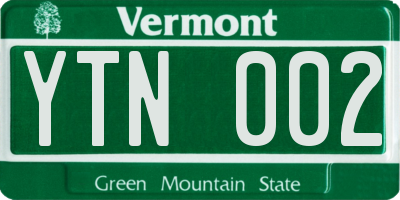 VT license plate YTN002