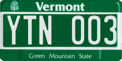 VT license plate YTN003