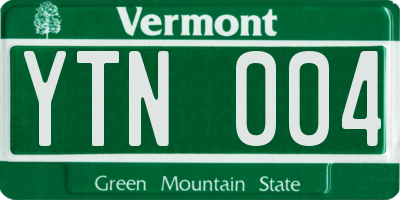 VT license plate YTN004