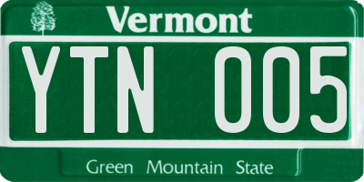 VT license plate YTN005