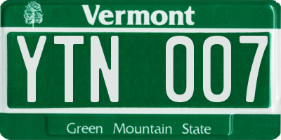 VT license plate YTN007