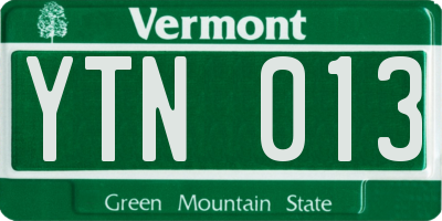 VT license plate YTN013
