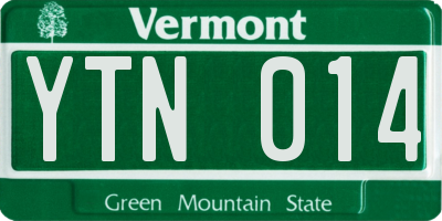 VT license plate YTN014