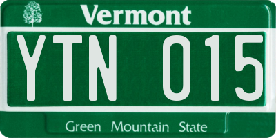 VT license plate YTN015