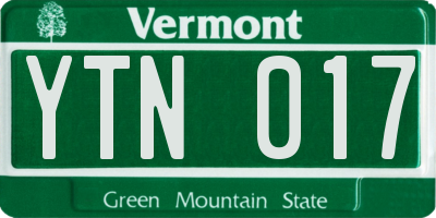 VT license plate YTN017
