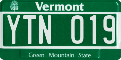 VT license plate YTN019