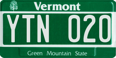 VT license plate YTN020